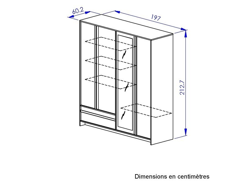 MIMIZAN - Armoire 4 portes 1 tiroir