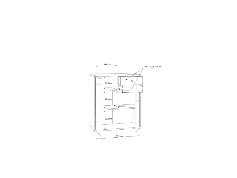 TEMPRA - Commode 2 portes 2 tiroirs