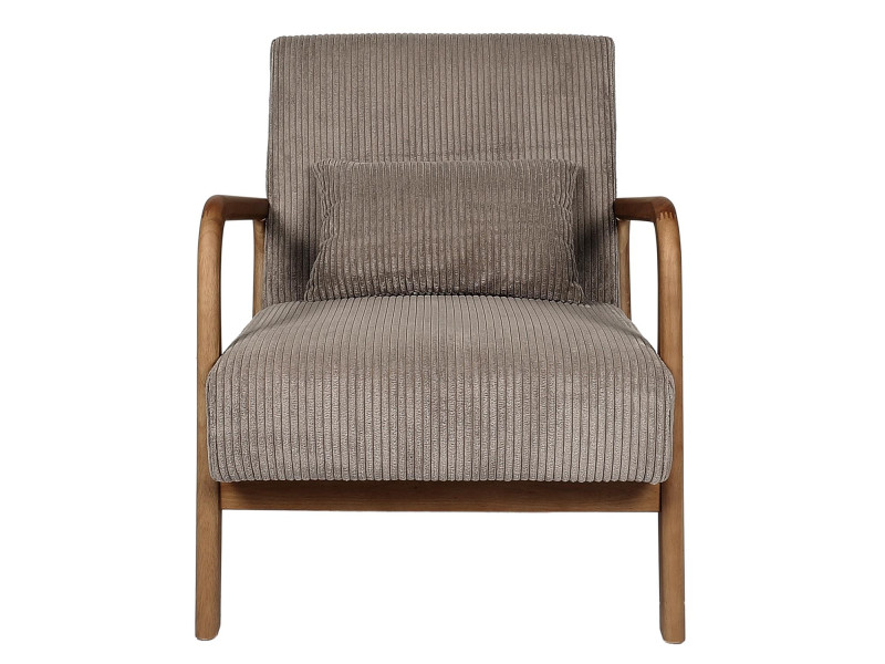 SCOTT - Fauteuil de salon côtelé TAUPE