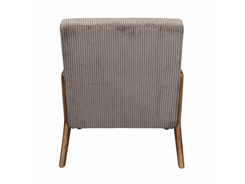 SCOTT - Fauteuil de salon côtelé TAUPE