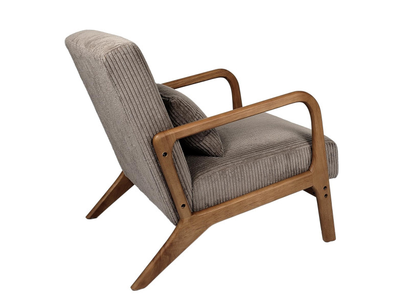 SCOTT - Fauteuil de salon côtelé TAUPE