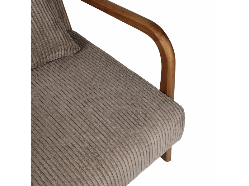 SCOTT - Fauteuil de salon côtelé TAUPE