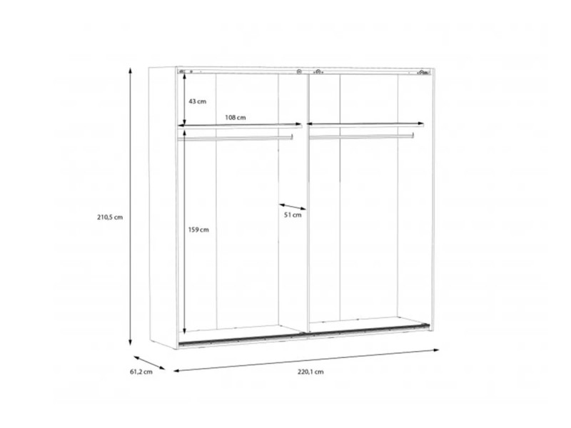 HAYATO - Armoire 2 portes coulissantes