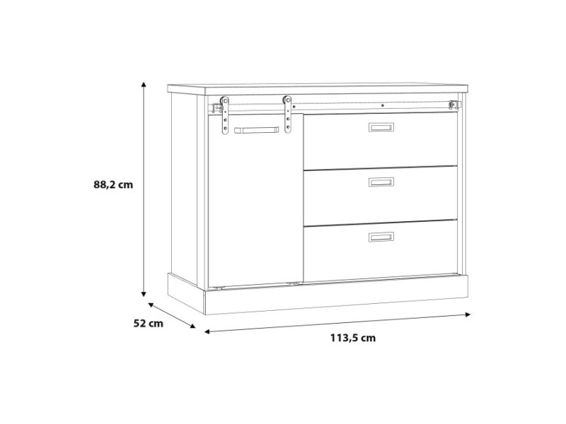 KASZIMIRO - Commode 3 tiroirs 1 porte