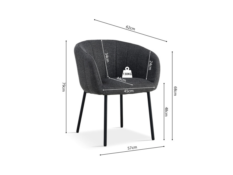SEVILLA - Fauteuil de séjour GRIS