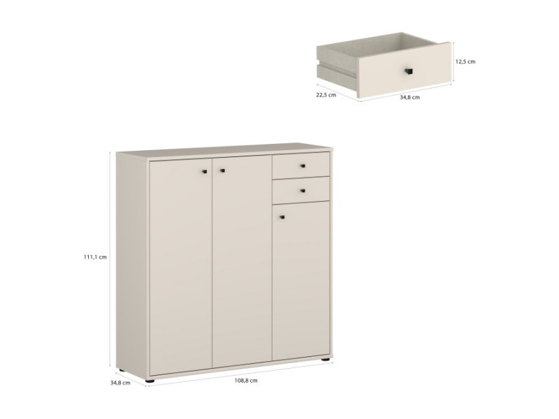 TEMPRA - Meuble d'appoint 3 portes -...