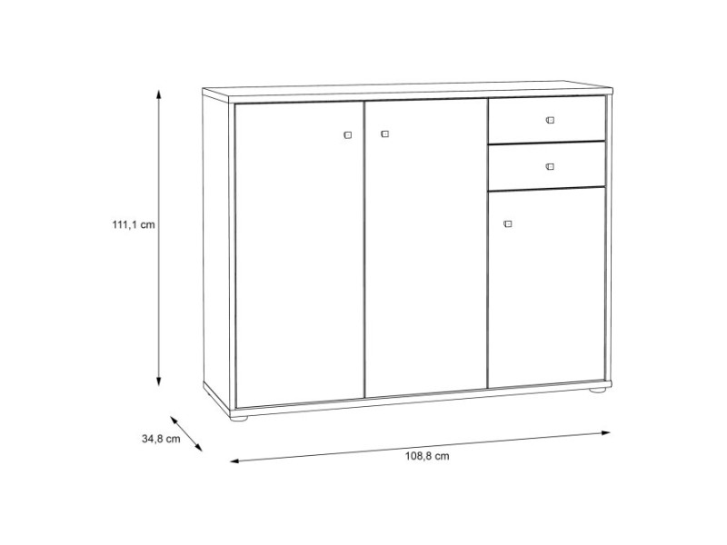 TEMPRA - Meuble d'appoint 3 portes -...
