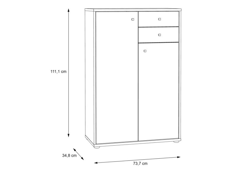TEMPRA - Meuble d'appoint 2 portes 2...