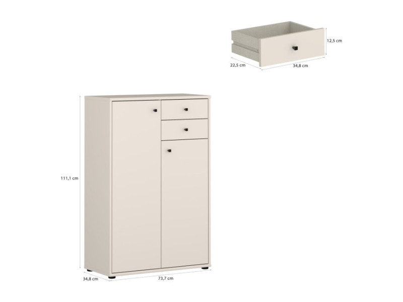 TEMPRA - Meuble d'appoint 2 portes 2...
