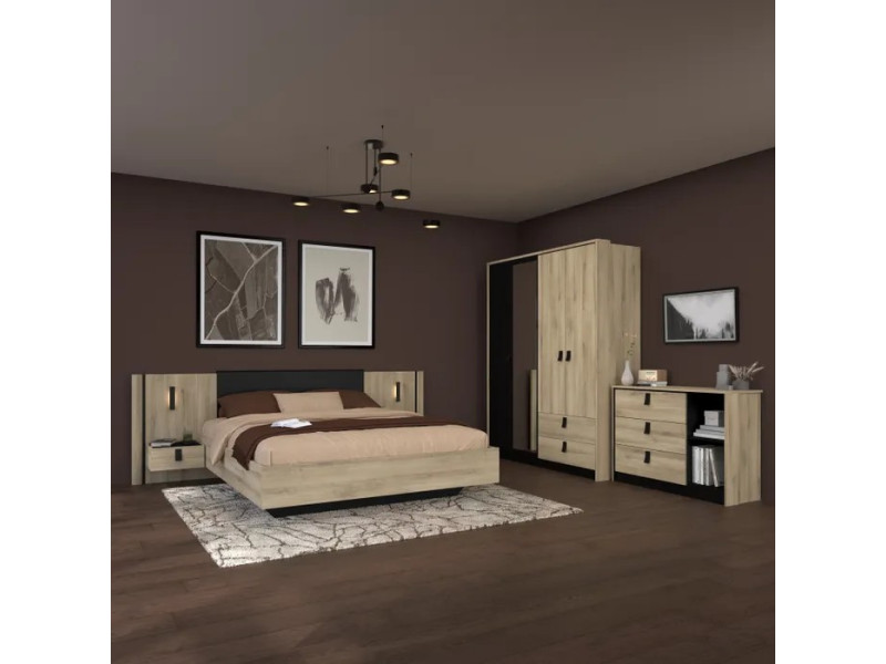 KIERAN - Armoire 4 portes 2 tiroirs